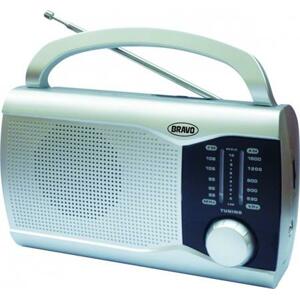 BRAVO Přenosné rádio B-6009, FM, AM, napájení síť/aku, stříbrné; 10210000