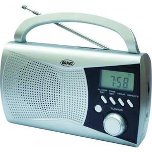 BRAVO Přenosné rádio B-6010, FM, AM, DIGI, napájení síť/aku, stříbrné; 10220000