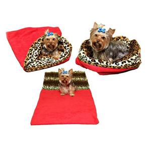 Marysa pelíšek 3v1 pro psy, červený/leopard, velikost XL; M-c.22