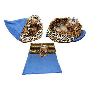 Marysa pelíšek 3v1 pro psy, modrý/leopard, velikost XL; M-c.5