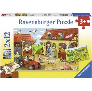 RAVENSBURGER Puzzle Práce na farmě 2x12 dílků; 111963