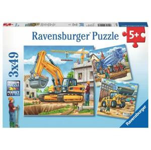 RAVENSBURGER Puzzle Stavební stroje 3x49 dílků; 118985