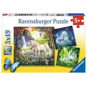 RAVENSBURGER Puzzle Nádherní jednorožci 3x49 dílků; 117502