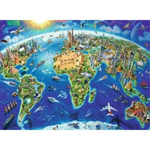 RAVENSBURGER Puzzle Mapa světa s památkami XXL 200 dílků; 123677