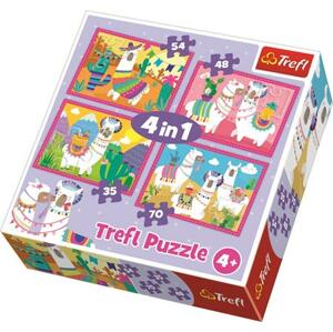 TREFL Puzzle Veselé lamy 4v1 (35,48,54,70 dílků); 125793