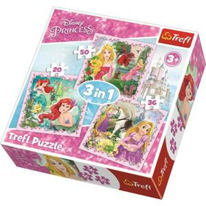 TREFL Puzzle Disney princezny se zvířecími přáteli 3v1 (20,36,50 dílků); 125190
