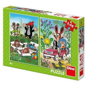 DINO Puzzle Krteček se raduje, Krtek a autíčko 2x48 dílků; 6842