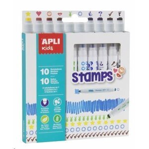 APLI Fixy "Duo Stamps", mix barev a motivů, 10 ks, na razítkování; LCA16807
