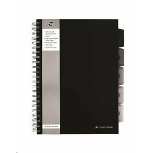 Pukka Pad Blok "Black project book", A4, černá, linkovaný, 125 listů, spirálová vazba; PUPBA4V