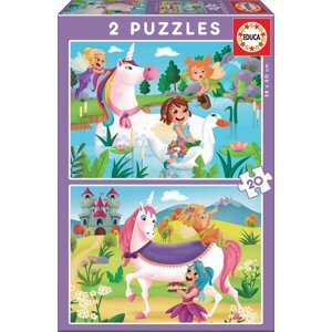 EDUCA Puzzle Jednorožci a víly 2x20 dílků; 131158