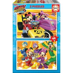 EDUCA Puzzle Mickey a závodníci 2x48 dílků; 123416