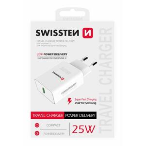 Swissten síťový adaptér 25w pro iPhone a Samsung bílý ; 22060300