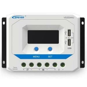 Epever VS2024AU solární PWM regulátor 12/24 V, 20 A, USB, vstup 50V; VS2024AU