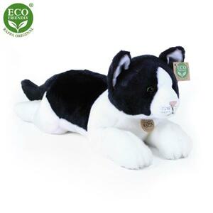 Rappa Plyšová kočka ležící černo-bílá 35 cm ECO-FRIENDLY; 835085