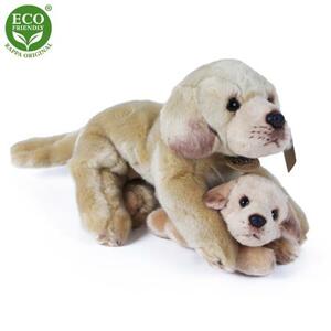 Rappa Plyšový pes labrador s mládětem ležící 25 cm ECO-FRIENDLY; 203464