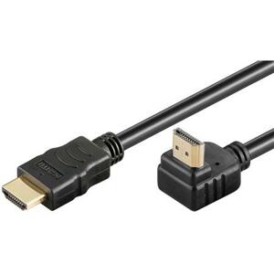 PremiumCord HDMI High Speed+Ethernet kabel, zlacený zahnutý konektor 90° 1m; kphdmea1